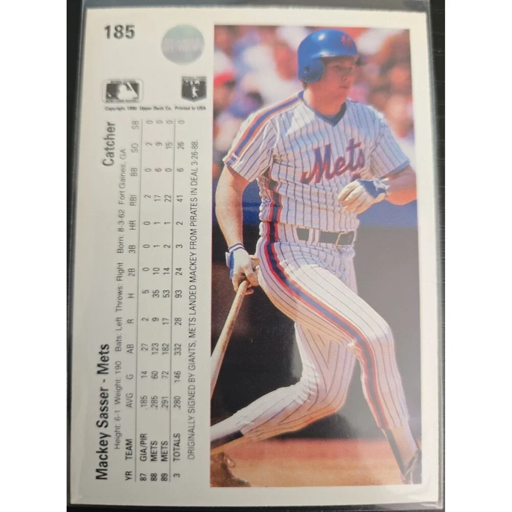 1990 Upper Deck - Mackey Sasser #185 - New York Mets MLB Baseball Card